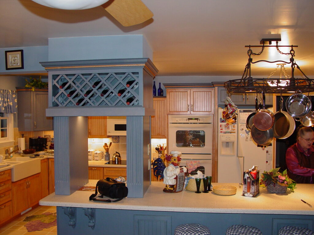 kitchen remodeling project completed with new custom wine storage