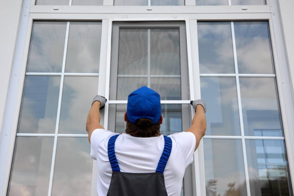 handyman installing new windows for a homeowner in North Fayette, PA
