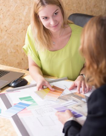 Interior designer choosing color