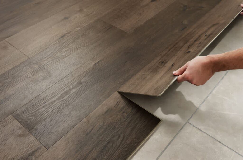 handyman in Cupertino, CA, installing LVT flooring