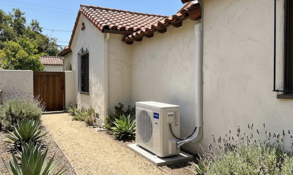 Ductless Mini-Split Outdoor Condenser — Pasadena Spanish Revival Install